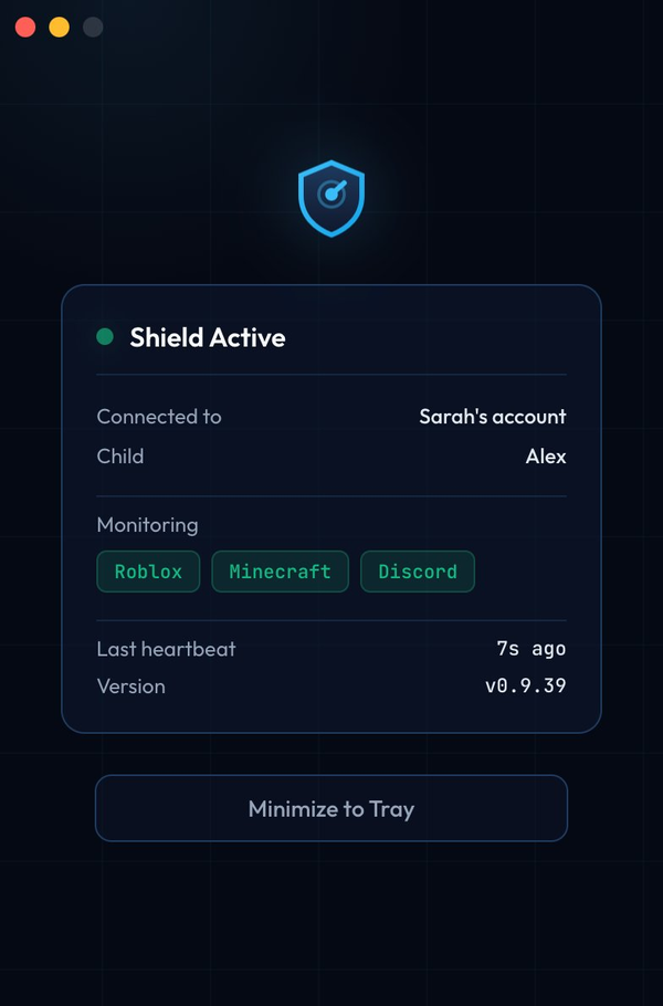 Quest Guardian Shield active — monitoring Roblox, Minecraft, and Discord